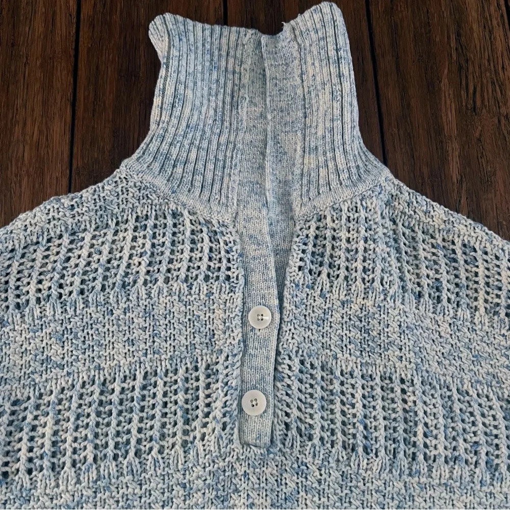 Talbots Open Stitch Sailor Collar Sweater Cotton Beachy Coastal Grandma Medium - Picture 3 of 8
